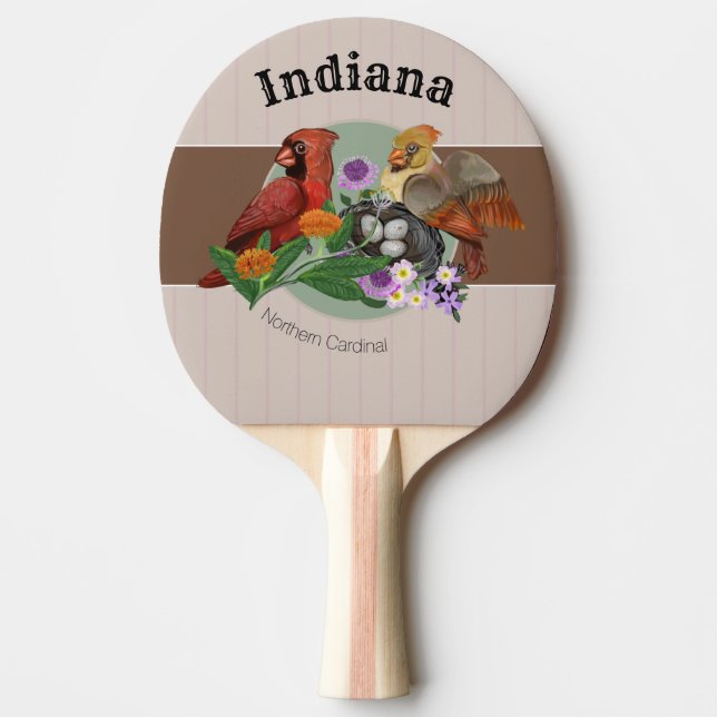 Raquette De Ping Pong Cardinaux du Nord de l'Indiana avec des Plantes au (Devant)