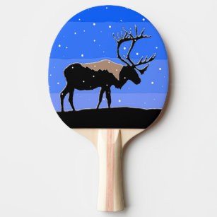 Raquette De Ping Pong Caribou en hiver - Art original de la faune