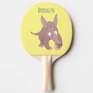 Raquette De Ping Pong Caricature amusante de Aardvark