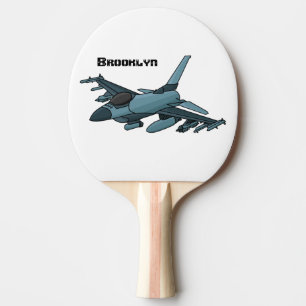 Raquette De Ping Pong Caricature d'avion de chasse militaire
