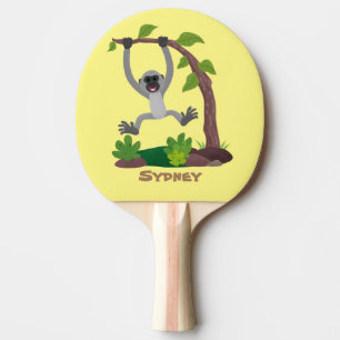 Raquette De Ping Pong Caricature de bande de gibbon joyeux