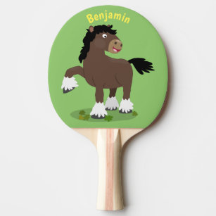 Raquette De Ping Pong Caricature de cheval de trait de Cute Clydesdale