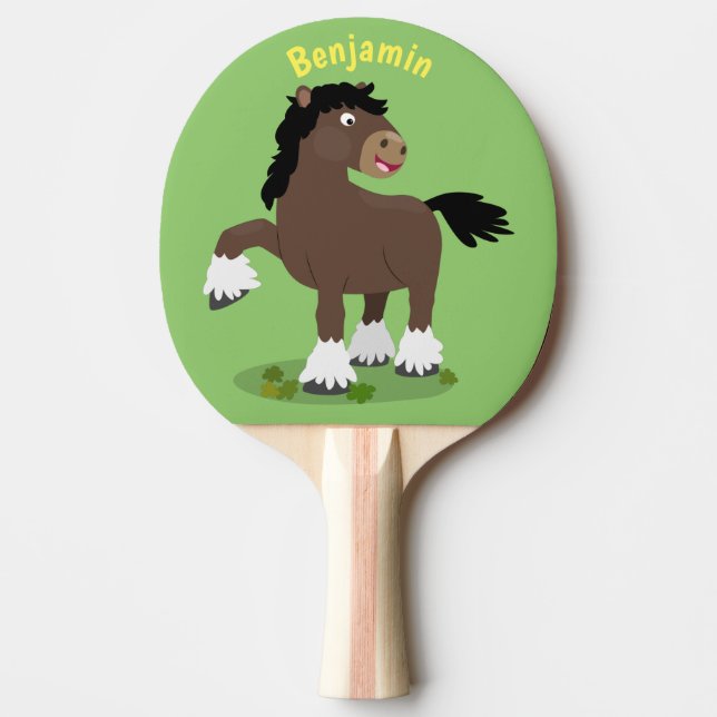 Raquette De Ping Pong Caricature de cheval de trait de Cute Clydesdale (Devant)