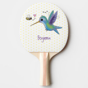 Raquette De Ping Pong Caricature de colibri d'abeille mignonne