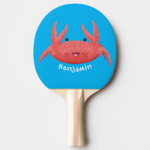 Raquette De Ping Pong Caricature de crabe rouge cuite