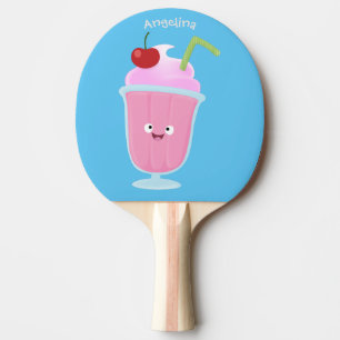 Raquette De Ping Pong Caricature de crème glacée de fraise mignonne