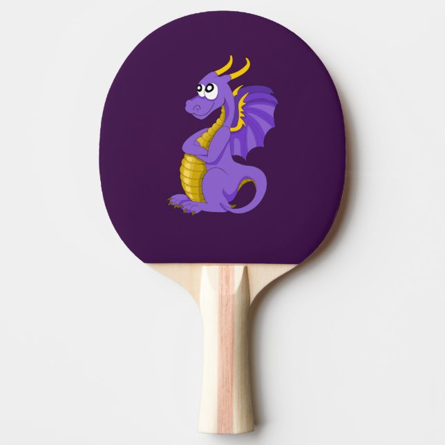 Raquette De Ping Pong Caricature de dragon violet (Devant)