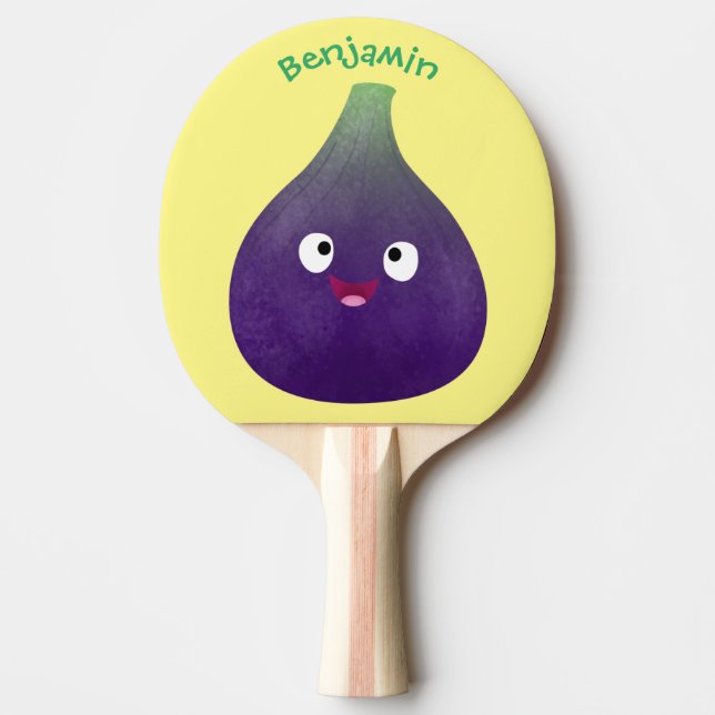 Raquette De Ping Pong Caricature de fruits mauve joyeux aux figues (Devant)