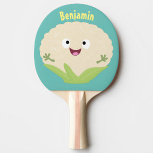 Raquette De Ping Pong Caricature de légume de chou-fleur joyeux