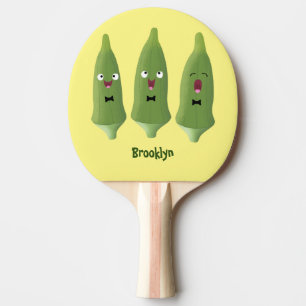 Raquette De Ping Pong Caricature de légumes de l'okra chantante mignonne
