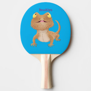 Raquette De Ping Pong Caricature de lézard de dragon à barbe