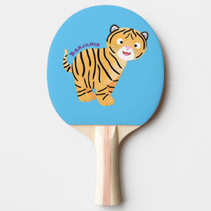 Raquette De Ping Pong Caricature de petit tigre joyeux