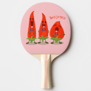 Raquette De Ping Pong Caricature de piments chantants mignons