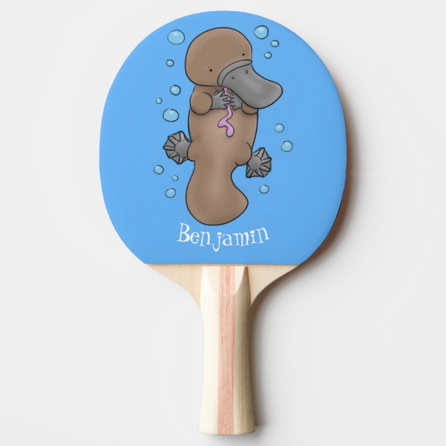 Raquette De Ping Pong Caricature de platypus bébé très heureuse (Devant)