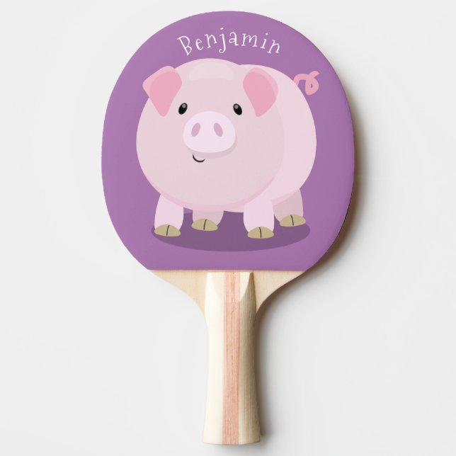 Raquette De Ping Pong Caricature de porc mignon rose pot vendue (Devant)