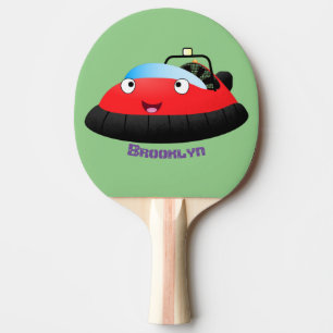 Raquette De Ping Pong Caricature d'hovercraft rouge joyeux
