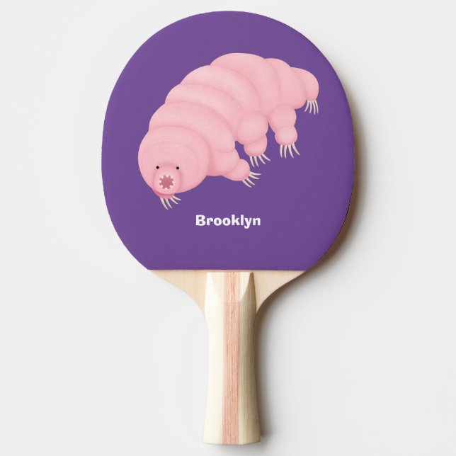 Raquette De Ping Pong Caricature d'ours d'eau tardigrade rose mignon (Devant)