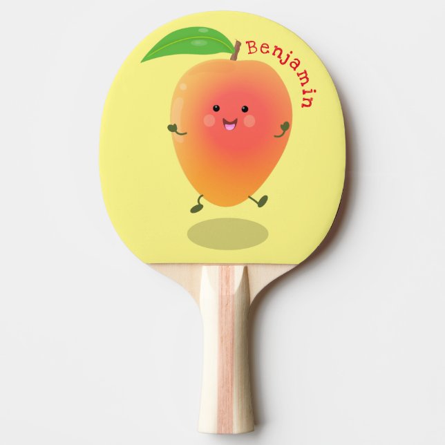 Raquette De Ping Pong Caricature jaune mangue mignonne (Devant)