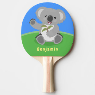Raquette De Ping Pong Caricature joyeux koala agitant