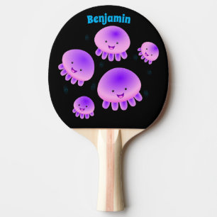 Raquette De Ping Pong Caricature kawaii de méduse violette rose mou