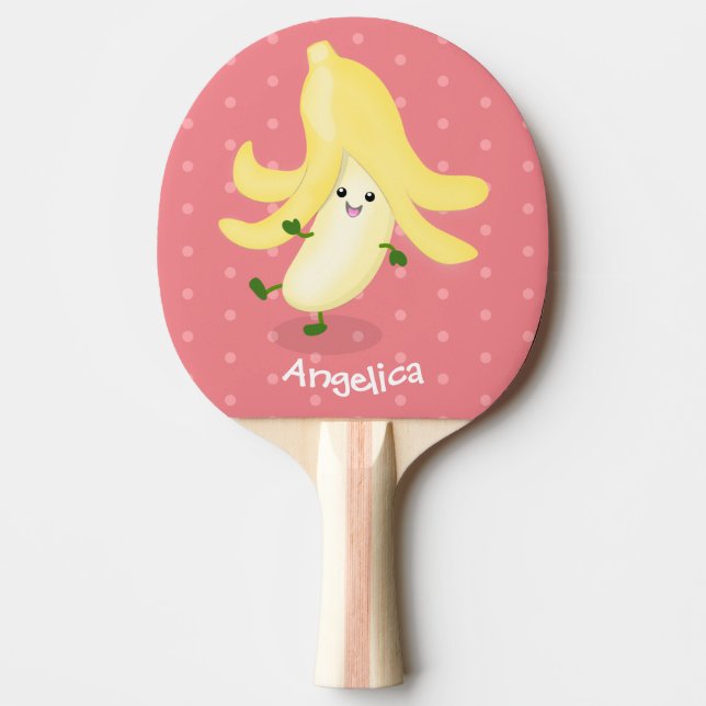 Raquette De Ping Pong Caricature sur la banane de Cute kawaii (Devant)