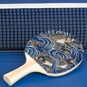 Raquette De Ping Pong Carpe Japonaise vintage En Vagues, Rétro