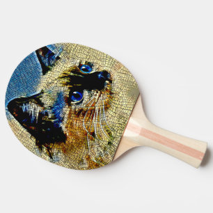 Raquette De Ping Pong Carreaux de mosaïque de chats siamois bleu