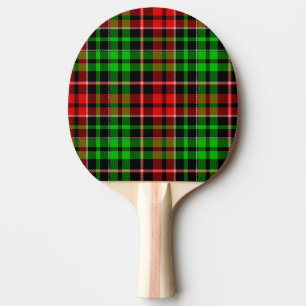 Raquette De Ping Pong Carreaux Tartan Noir Rouge Vert Design 