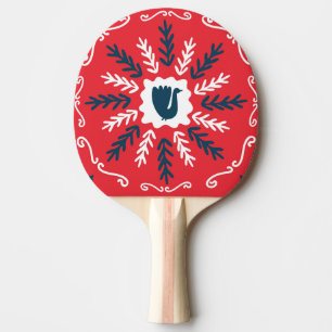 Raquette De Ping Pong Carrelage de Noël Folk Doodle Art