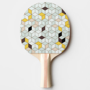 Raquette De Ping Pong Carrelage vintage, motif blanc noir géométrique.