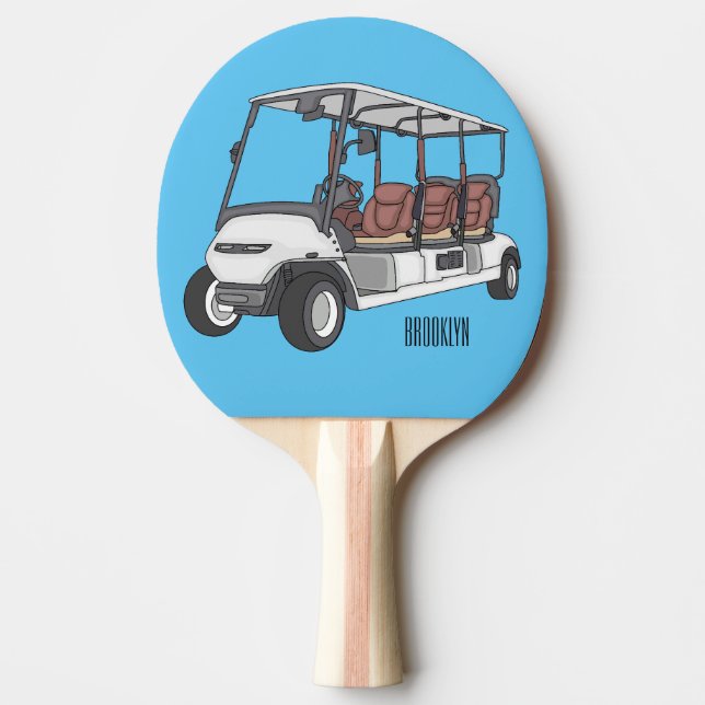 Raquette De Ping Pong Carte de golf / dessin animé en voiturette de golf (Devant)