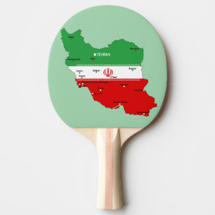 Raquette De Ping Pong Carte de l'Iran avec drapeau et emblème