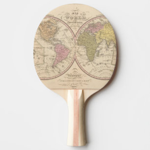 Raquette De Ping Pong Carte du monde sur la projection globulaire 2