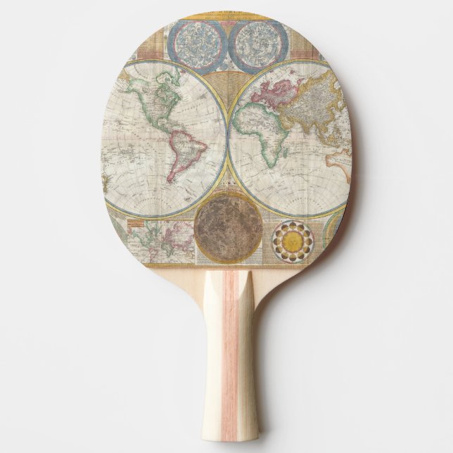 RAQUETTE DE PING PONG CARTE MONDIALE VINTAGE (Devant)