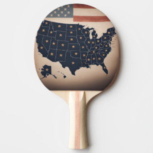 Raquette De Ping Pong Carte USA vintage