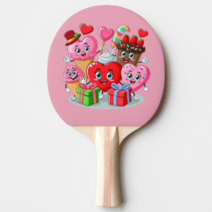 Raquette De Ping Pong Cartoon Heart & Sweet amis valentine's day