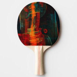Raquette De Ping Pong Cascade Orange Bleu Rouge Art Abstrait