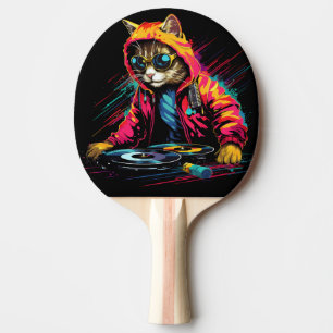 Raquette De Ping Pong Cat Neon DJ avec casque