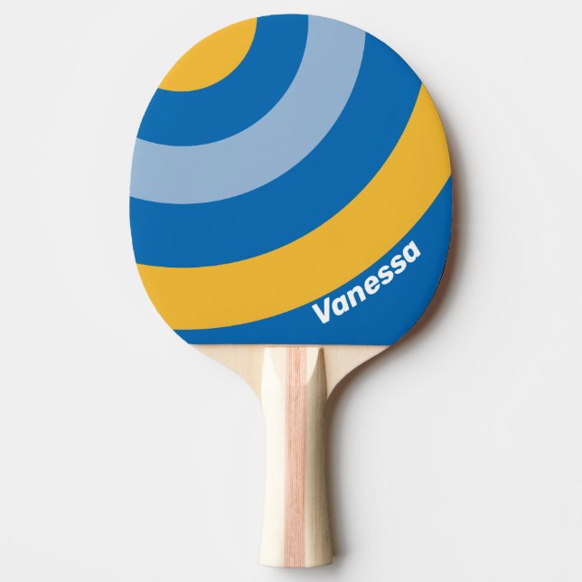 Raquette De Ping Pong Cercle côtier rayé avec nom (Devant)
