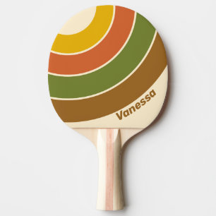 Raquette De Ping Pong Cercle rayé de trèfle au lever du soleil avec nom