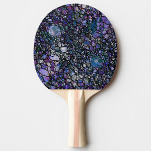 Raquette De Ping Pong Cercles Abstraits dessinés à la main, Bleu, Violet