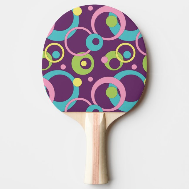 Raquette de Ping Pong Cercles Violets Funky (Devant)
