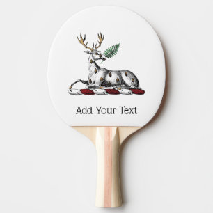 Raquette De Ping Pong Cerf avec fougère emblème de crête héraldique