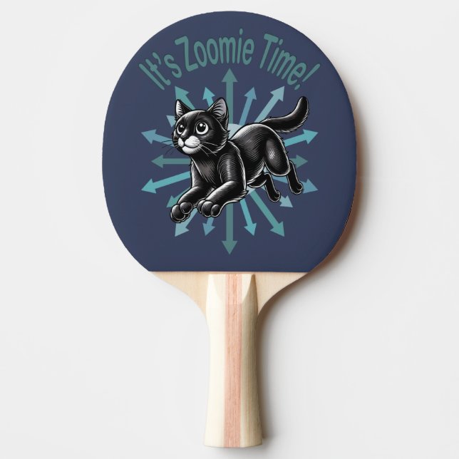 Raquette De Ping Pong C'est le temps de Zoomie Chat Noir (Devant)