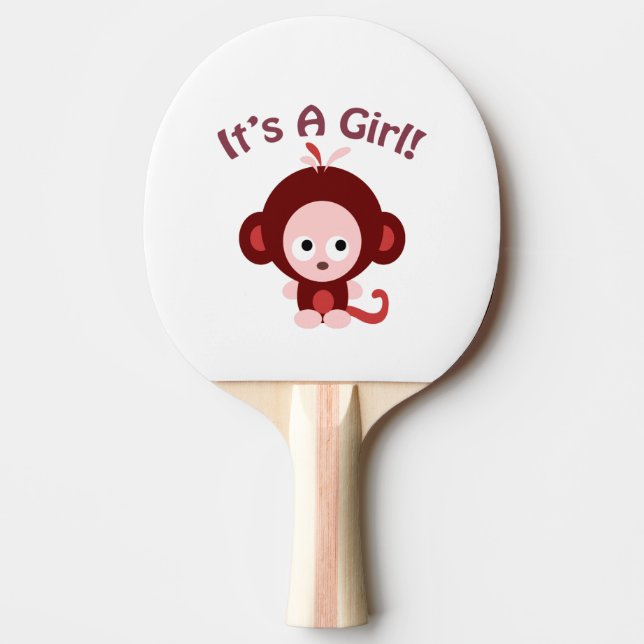 Raquette De Ping Pong C'est une fille ! Singe mignon (Devant)