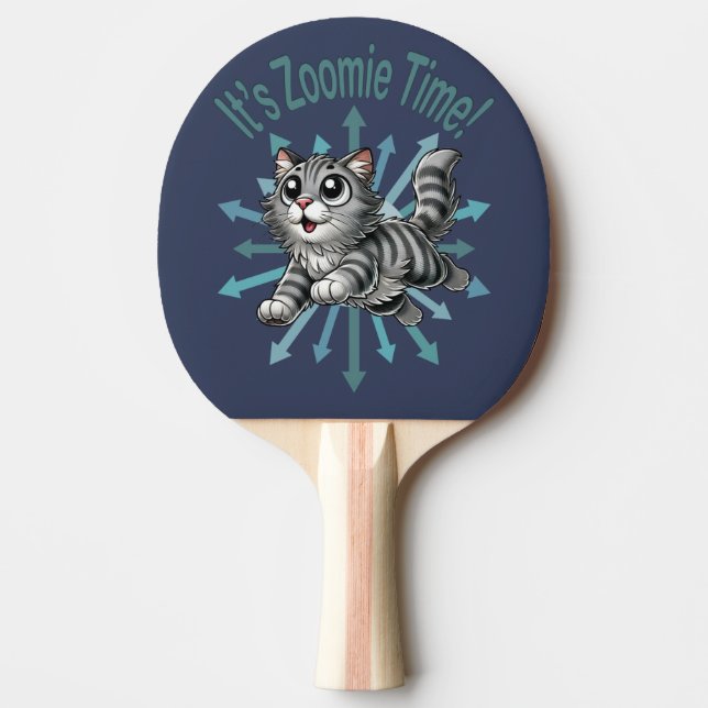 Raquette De Ping Pong C'est Zoomie Time Grey Tabby Cat (Devant)