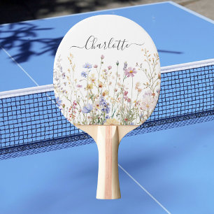 Raquette De Ping Pong Champ de Fleur Sauvage Rustique Joliment Aquarelli