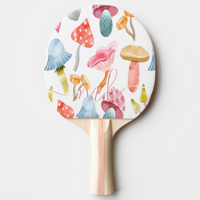 Raquette De Ping Pong Champignons Pastel Aquarelle (Devant)