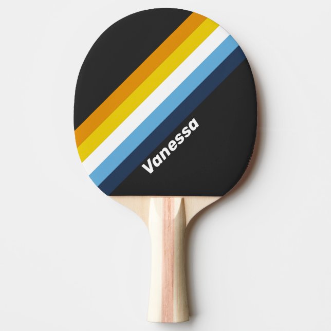 Raquette De Ping Pong Charbon Crépuscule Rayé avec Nom (Devant)