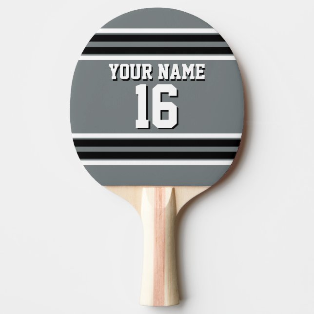Raquette De Ping Pong Charcoal Black Wht Team Jersey Numéro personnalisé (Devant)